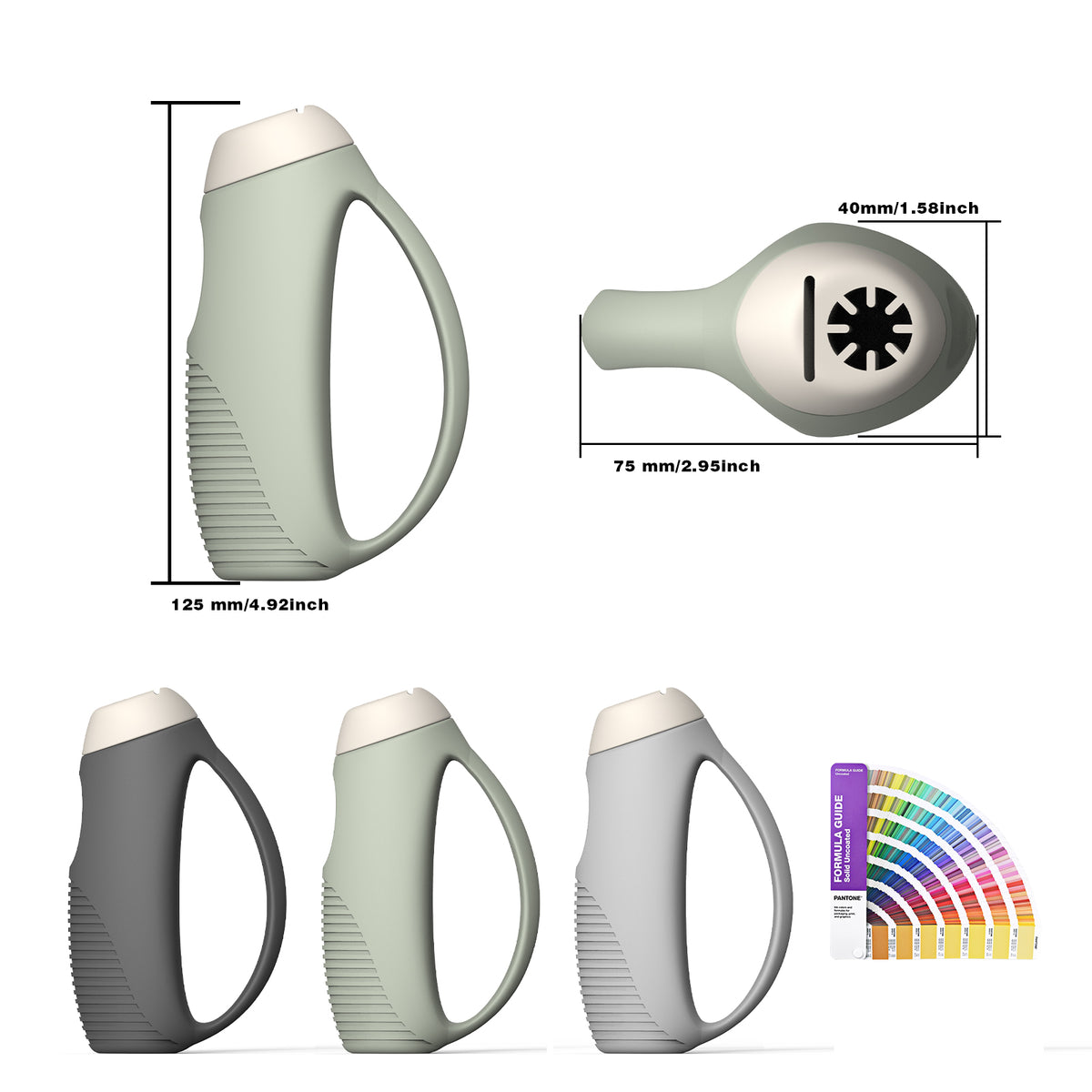 Grip handle dimension diagram and color examples