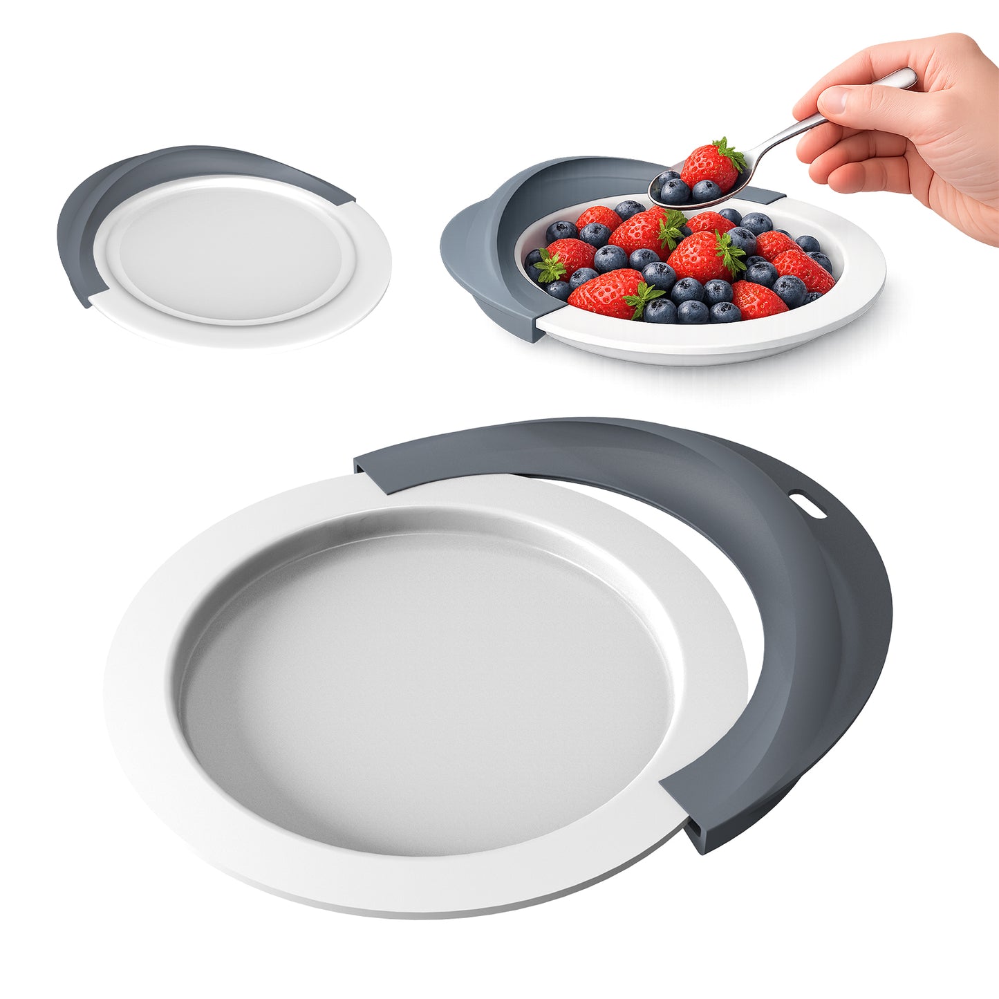 Plate guard attached to a white plate