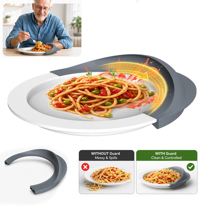 Plate guard in use at a meal