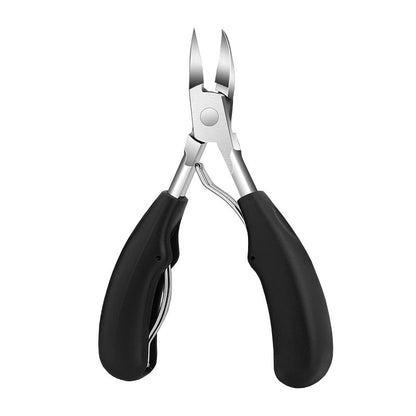 Angled toenail clippers with black handles