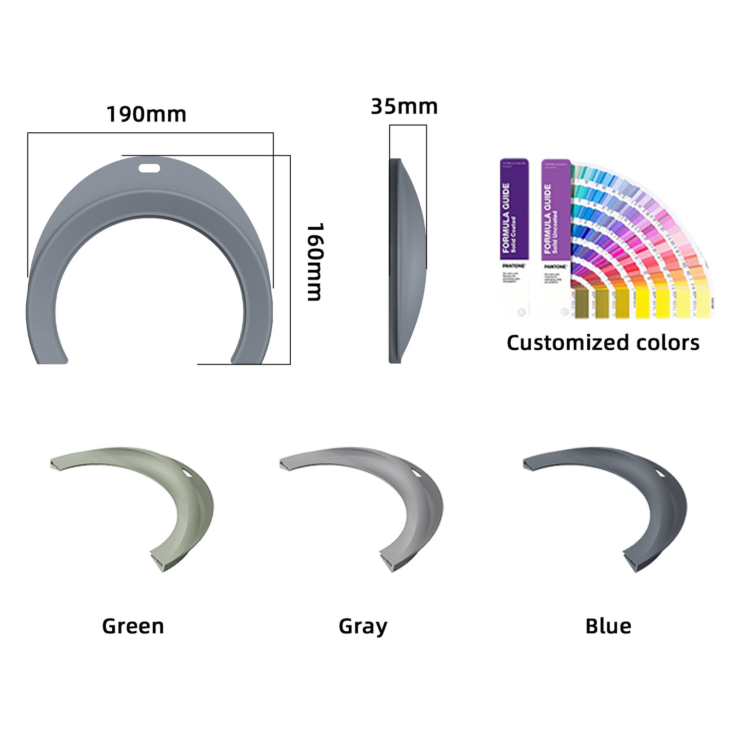 Plate guard dimension diagram and color examples