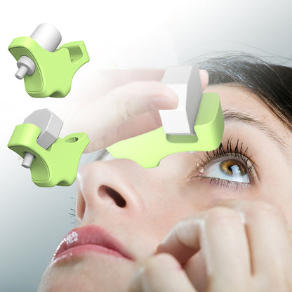 Eye-drop guide positioned near the nose bridge