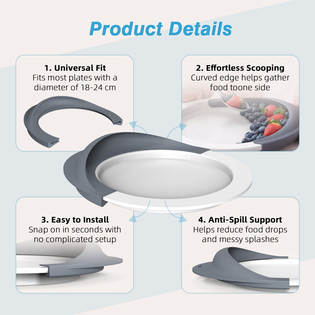Plate guard attachment and scooping illustration